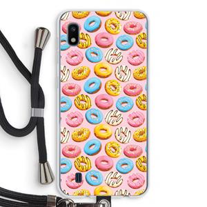 CaseCompany Pink donuts: Samsung Galaxy A10 Transparant Hoesje met koord