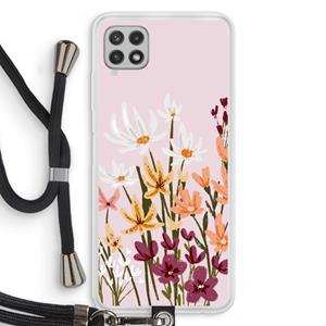 CaseCompany Painted wildflowers: Samsung Galaxy A22 4G Transparant Hoesje met koord