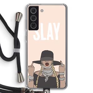 CaseCompany Slay All Day: Samsung Galaxy S21 FE Transparant Hoesje met koord