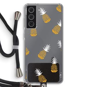 CaseCompany Ananasjes: Samsung Galaxy S21 FE Transparant Hoesje met koord