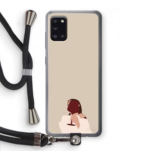 CaseCompany I drink wine: Samsung Galaxy A31 Transparant Hoesje met koord