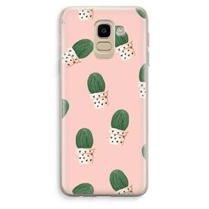 CaseCompany Cactusprint roze: Samsung Galaxy J6 (2018) Transparant Hoesje