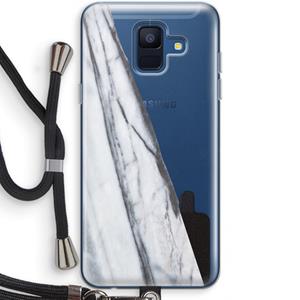 CaseCompany Gestreepte marmer: Samsung Galaxy A6 (2018) Transparant Hoesje met koord