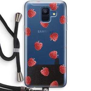 CaseCompany Framboosjes: Samsung Galaxy A6 (2018) Transparant Hoesje met koord