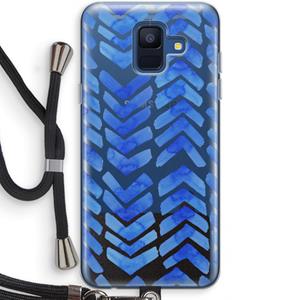 CaseCompany Blauwe pijlen: Samsung Galaxy A6 (2018) Transparant Hoesje met koord