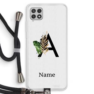CaseCompany Charcoal Flora: Samsung Galaxy A22 4G Transparant Hoesje met koord