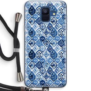 CaseCompany Blauw motief: Samsung Galaxy A6 (2018) Transparant Hoesje met koord