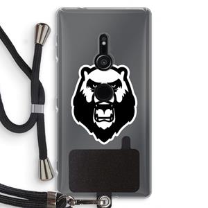 CaseCompany Angry Bear (white): Sony Xperia XZ2 Transparant Hoesje met koord