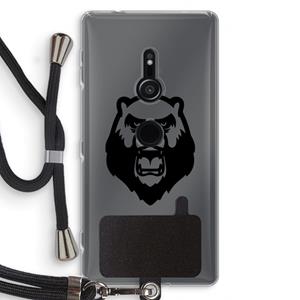 CaseCompany Angry Bear (black): Sony Xperia XZ2 Transparant Hoesje met koord