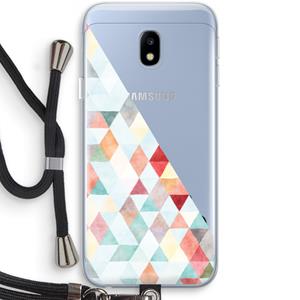 CaseCompany Gekleurde driehoekjes pastel: Samsung Galaxy J3 (2017) Transparant Hoesje met koord