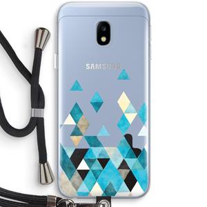 CaseCompany Gekleurde driehoekjes blauw: Samsung Galaxy J3 (2017) Transparant Hoesje met koord