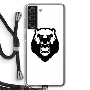 CaseCompany Angry Bear (white): Samsung Galaxy S21 FE Transparant Hoesje met koord