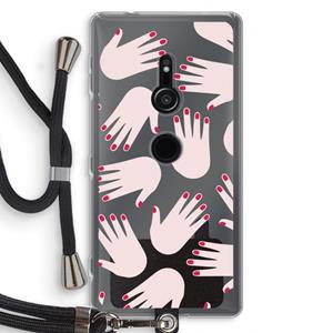 CaseCompany Hands pink: Sony Xperia XZ2 Transparant Hoesje met koord