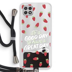 CaseCompany Don't forget to have a great day: Samsung Galaxy A22 4G Transparant Hoesje met koord