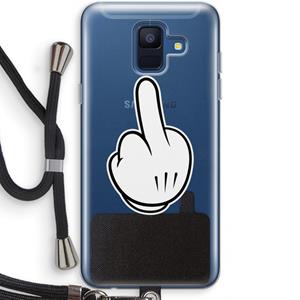 CaseCompany Middle finger black: Samsung Galaxy A6 (2018) Transparant Hoesje met koord