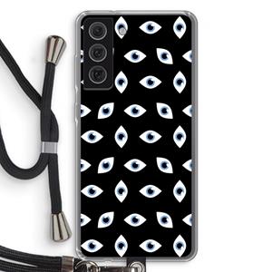 CaseCompany Eyes pattern: Samsung Galaxy S21 FE Transparant Hoesje met koord