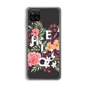 CaseCompany Hello in flowers: Samsung Galaxy A12 Transparant Hoesje