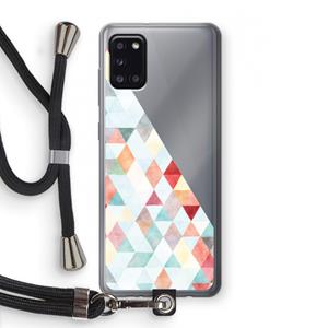 CaseCompany Gekleurde driehoekjes pastel: Samsung Galaxy A31 Transparant Hoesje met koord