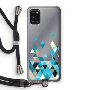 CaseCompany Gekleurde driehoekjes blauw: Samsung Galaxy A31 Transparant Hoesje met koord