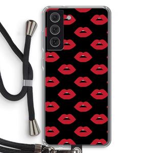 CaseCompany Lips: Samsung Galaxy S21 FE Transparant Hoesje met koord