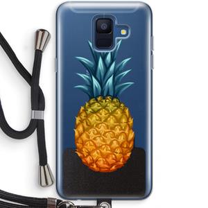 CaseCompany Grote ananas: Samsung Galaxy A6 (2018) Transparant Hoesje met koord