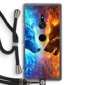 CaseCompany Fire & Ice: Sony Xperia XZ2 Transparant Hoesje met koord