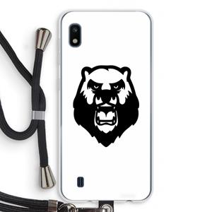 CaseCompany Angry Bear (white): Samsung Galaxy A10 Transparant Hoesje met koord