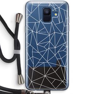 CaseCompany Geometrische lijnen wit: Samsung Galaxy A6 (2018) Transparant Hoesje met koord