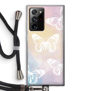 CaseCompany White butterfly: Samsung Galaxy Note 20 Ultra / Note 20 Ultra 5G Transparant Hoesje met koord