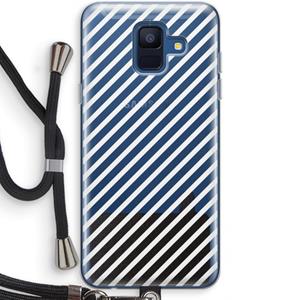 CaseCompany Strepen zwart-wit: Samsung Galaxy A6 (2018) Transparant Hoesje met koord