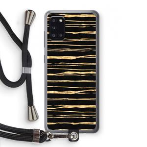 CaseCompany Gouden strepen: Samsung Galaxy A31 Transparant Hoesje met koord