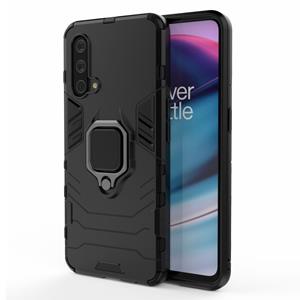 Lunso Armor backcover hoes met ringhouder - OnePlus Nord CE - Zwart