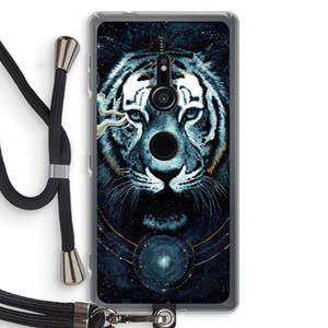 CaseCompany Darkness Tiger: Sony Xperia XZ2 Transparant Hoesje met koord