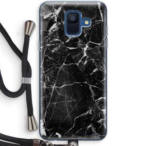 CaseCompany Zwart Marmer 2: Samsung Galaxy A6 (2018) Transparant Hoesje met koord
