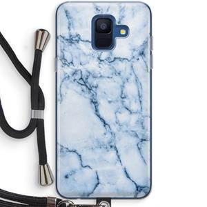 CaseCompany Blauw marmer: Samsung Galaxy A6 (2018) Transparant Hoesje met koord