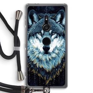 CaseCompany Darkness Wolf: Sony Xperia XZ2 Transparant Hoesje met koord