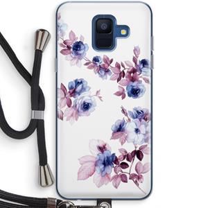 CaseCompany Waterverf bloemen: Samsung Galaxy A6 (2018) Transparant Hoesje met koord