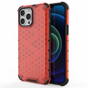 Lunso Honinggraat Armor Backcover hoes - iPhone 13 Pro Max - Rood