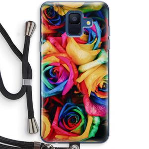 CaseCompany Neon bloemen: Samsung Galaxy A6 (2018) Transparant Hoesje met koord