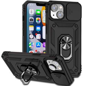 Lunso Armor backcover hoes met ringhouder - iPhone 14 - Zwart