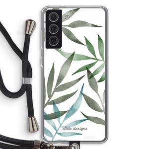 CaseCompany Tropical watercolor leaves: Samsung Galaxy S21 FE Transparant Hoesje met koord