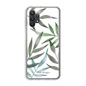 CaseCompany Tropical watercolor leaves: Samsung Galaxy A32 5G Transparant Hoesje