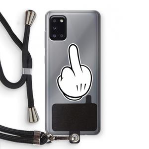 CaseCompany Middle finger white: Samsung Galaxy A31 Transparant Hoesje met koord