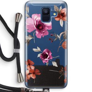 CaseCompany Geschilderde bloemen: Samsung Galaxy A6 (2018) Transparant Hoesje met koord