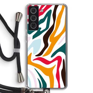 CaseCompany Colored Zebra: Samsung Galaxy S21 FE Transparant Hoesje met koord