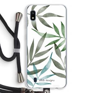 CaseCompany Tropical watercolor leaves: Samsung Galaxy A10 Transparant Hoesje met koord