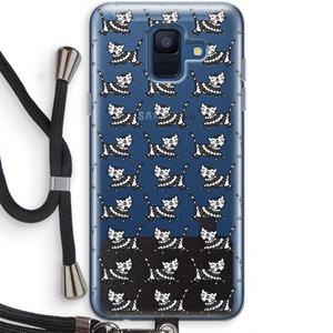CaseCompany Zwarte poes: Samsung Galaxy A6 (2018) Transparant Hoesje met koord