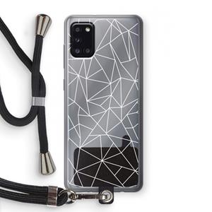 CaseCompany Geometrische lijnen wit: Samsung Galaxy A31 Transparant Hoesje met koord