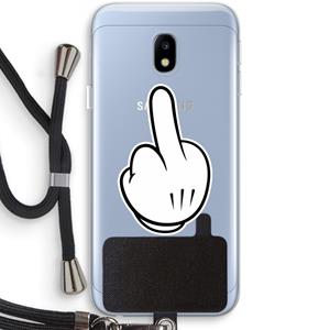 CaseCompany Middle finger white: Samsung Galaxy J3 (2017) Transparant Hoesje met koord