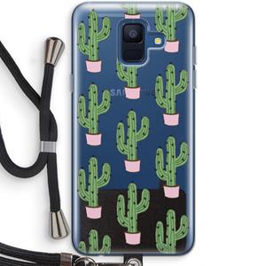 CaseCompany Cactus Lover: Samsung Galaxy A6 (2018) Transparant Hoesje met koord